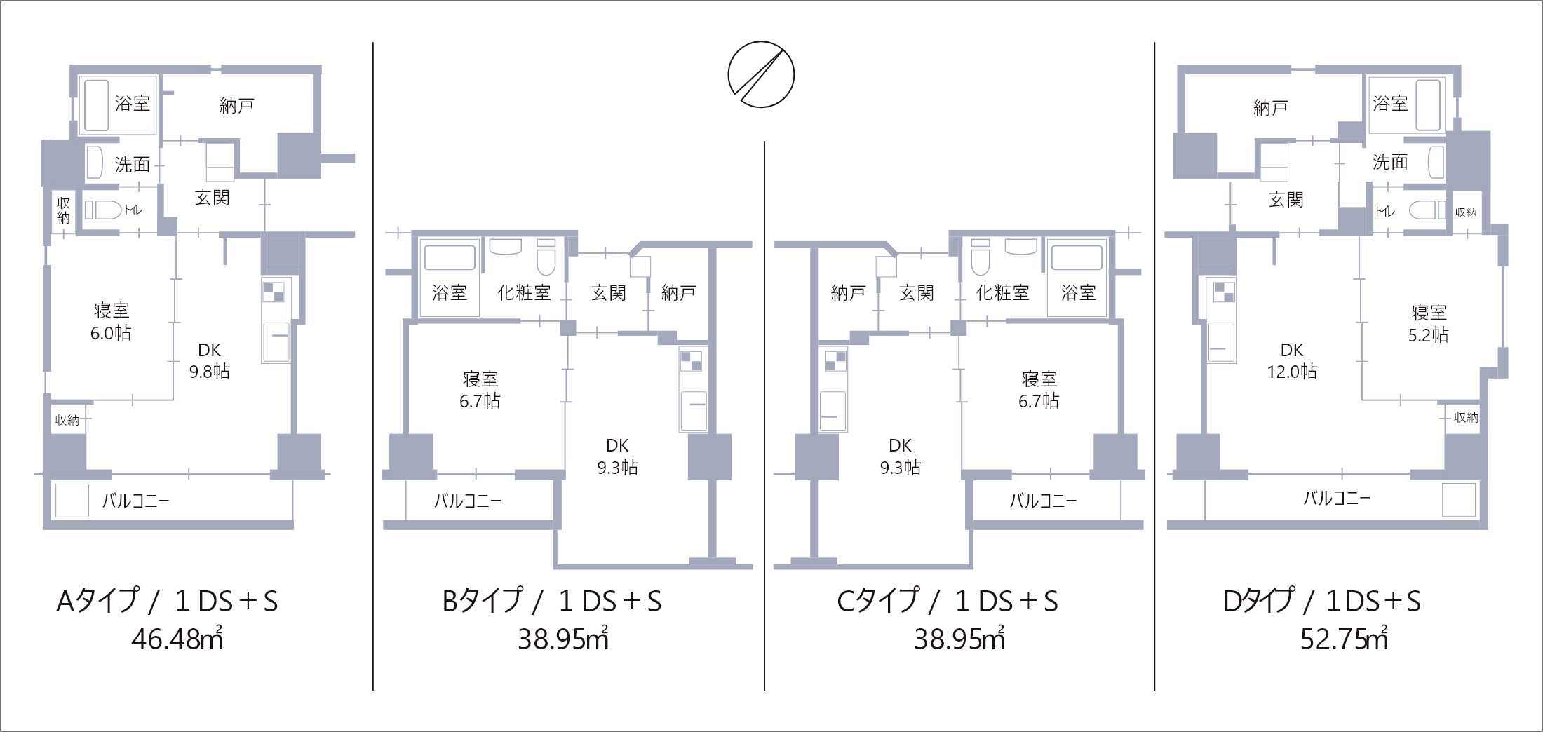 Aタイプ・Bタイプ・Cタイプ・Dタイプの間取り図